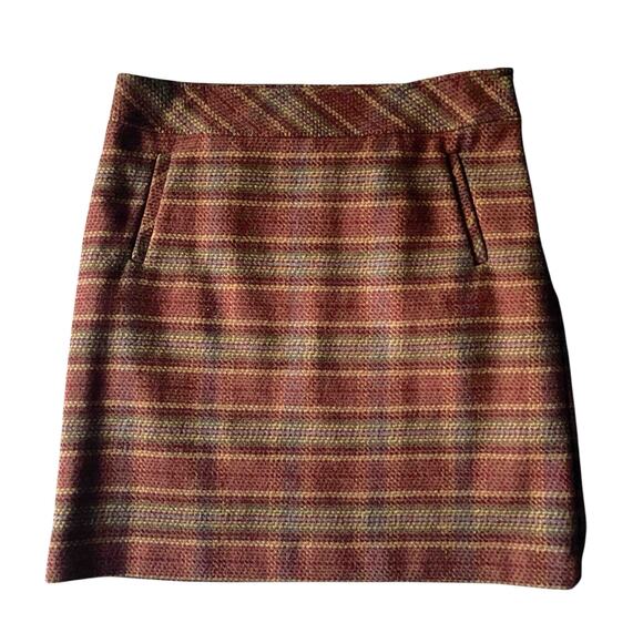 NWT Talbots Womens Lined A-Line Pencil Skirt Red Green Stripe Wool Blend Size 10 - Picture 1 of 6